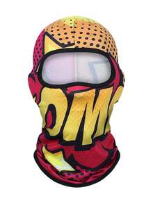 Fabulous Be Xtreme 1pc Red & Black Abstract Graffiti Balaclava Face Mask, Cool 3D Vortex Print Full Face Cover, UV Protection, Mesh Holes, Elastic Tactical Ski Mask For Motorcycle Riding, Music Festival, Party, Gathering, Fishing, Men, Durable Windproof Riding Headgear - Multicolor - View 11
