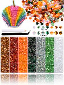 28 Grids Halloween Flatback Rhinestones Kit, Goth Nail Art Charms, DIY Embellishments For Manicure, Water Bottles, Phone Cases & Costume Decor - Orange - View 1