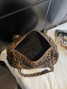 Printed Pattern Luggage Bag With Front Pocket And Large Capacity, Handheld Storage For Clothes And Personal Items, Zipper Closure, Vintage Hot Girl Style Travel Bag, Suitable For Short Trips, Shopping And Outings, For Girls Who Like Personalized Vintage Outfits - Brown - View 10