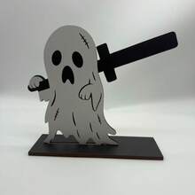 1pc Wooden Toilet Paper Holder With Skull And Ghost Pattern, Gothic Style Paper Towel Rack, Multi-Purpose Wall-Mounted Decor, Suitable For Bathroom, Living Room, Office, Party Scenes, Rustic Indoor Ornament, Halloween Desktop And Wall Decoration. Halloween Decor / Halloween / Halloween Home Decor - One Size - View 14