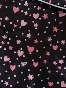 1pc Lightweight Breathable Thin Satin Non-Elastic Cartoon Heart Star Print Pet Pajamas Black Button-Up Pet Loungewear, Suitable For Small Dogs Indoor Wear (Size Runs Small, Recommend Ordering 1-2 Sizes Up) - Black - View 7