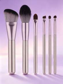 YZIMENG 6/12pcs Professional Makeup Brush Set, Soft Synthetic Bristles, Wooden Handle Cosmetic Brushes, For Foundation, Blush, Eyeshadow, Complete Face Makeup Tools For Daily And Professional Use - Lilac Purple - View 8