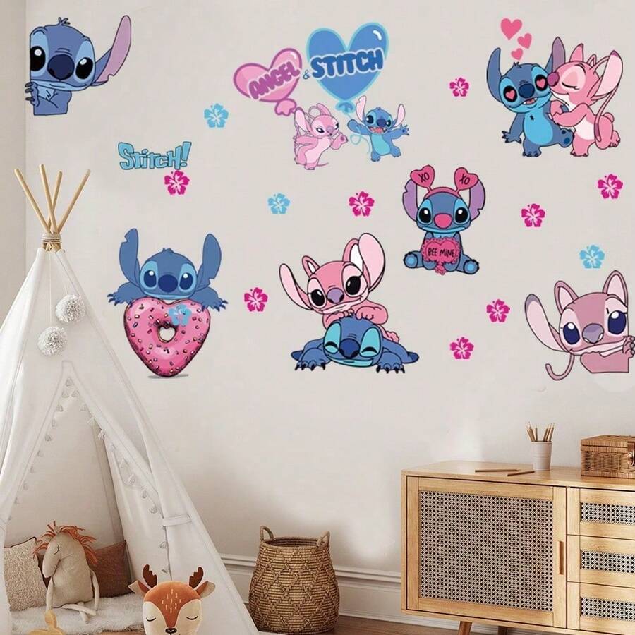 1 buah Stiker Dinding Dekoratif PVC Perekat Diri Kartun Disney Stitch, Tahan Air untuk Rumah - View 1