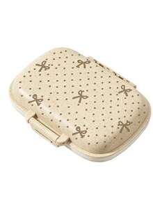 Cute Bow Polka Dot Portable Storage Box, Wheat Straw Multi-Compartment Pill Box, Reusable Pocket-Sized Daily Medicine Organizer, Travel Jewelry Storage Box, Can Hold Earrings, Rings And Small Accessories, Lightweight Mini Container, Suitable For Halloween, Thanksgiving, Christmas, Holiday Gifts, Home And Travel Use - Multicolor - View 13