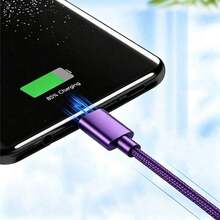 5pcs Fast Charging USB-A To Type-C Charging Cables, Nylon Braided Durable Phone Charging Cables, 1m Long, Compatible With Android Phones, And Other Type-C Devices, Suitable For Travel Essentials/Car Accessories/Desktop Accessories, Pink/Purple - Multicolor - View 8
