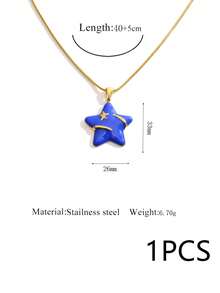 1 buah Kalung Bintang Enamel Dekorasi Musim Gugur Stainless Steel 304 Wanita, Liontin Bintang Warna-warni Lucu, Rantai Ular, Gaya Musim Gugur, Rantai Ular Manis & Keren Estetik - kalung - View 10