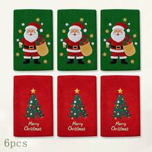 2pcs Santa Claus & Christmas Tree Print Kitchen Towels, Merry Christmas Pattern Hand Towels, Classic Red & Green Christmas Style Dish Cloths Tea Towels, Suitable For Kitchen Cooking, Baking, Cleaning Wiping & Christmas Home Decor - Multicolor - View 8