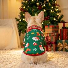 Bộ 2 món trang phục Giáng Sinh cho chó, áo vest thú cưng in hình ông già Noel đỏ & xanh lá kèm vòng cổ chuông, phù hợp cho chó cỡ nhỏ và trung bình, quần áo mùa đông - màu xanh lá - Xem 9