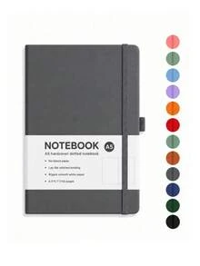 1pc A5 Hardcover Dot Grid Notebook, 192 Pages Bullet Journal, Portable Notebook With Elastic Band And Pen Holder, Suitable For Writing, Planning, Journaling, School, Office And Study Essentials - A5 - View 8