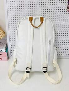1pc Multi-Color Solid College Style Backpack, Multi-Pocket Large Capacity Lightweight Student School Bag, Convenient For Organizing Books, Stationery And Daily Essentials, Suitable For Campus Learning, Commuting, Short Trips And Outdoor Leisure, Reduces Clutter And Carrying Burden, Back To School, Birthday And Christmas Gift - Multicolor - View 10