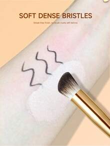 Fan-Shaped Makeup Brush, Soft Face Brush Head, Highlighter Brush, Portable Wooden Handle - Chocolate Brown - View 5