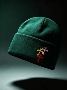 1件男士街頭風十字刺繡無帽簷針織毛帽 Y2K 編織帽 - 彩色 - 查看 13