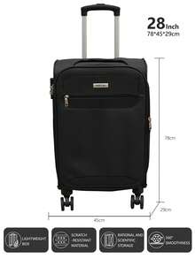 20/24/28 Suitcase, Hardshell/Softshell, Impact-Resistant, Expandable Section For Extra Capacity, Trolley Case, Storage Case, Carry-On, Checked Luggage - Black - View 9