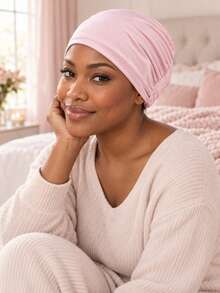 Solid Color Wide Brim Design Women's Pullover Fashion Elastic Beanie Casual Maternity Hat - Multicolor - View 3