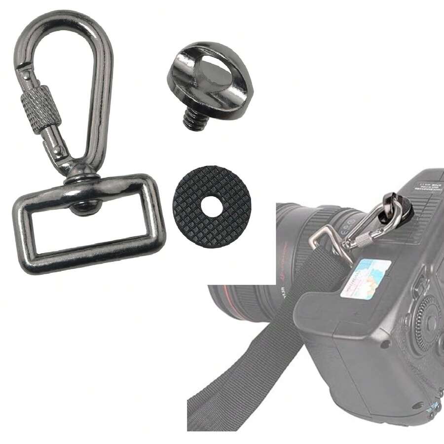 Camera Neck Strap Screw Holder, 1/4 Thread Camera Screws With Rubber Washer For Quick Install/Release Wrist Strap Sling - View 1