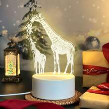 Giraffe Pattern Acrylic LED Night Light, USB Powered Warm Table Lamp, Cute Animal Art Decor, Adorable Bedroom Desktop Home Decoration, Sweet Birthday Holiday Gift For Animal Lovers - Warm white light - View 3
