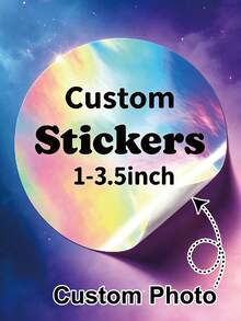 19/49/99/299pcs Custom 1-3.5inch Holographic Circle Labels For Business Logo - Personalized Waterproof Round Stickers For Jars, Candles, Products And Businesses, Custom Stickers Label - Personalized Labels For Business Logo, Customized Sticker Label - Circle-holographic - View 1