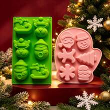 Christmas Silicone Mold 2 Pieces Set (Random Color) With Santa, Reindeer, Snowman, Sleigh, Gingerbread Man, Christmas Tree Shapes, Reusable For Plaster, Handmade Soap, Resin, DIY Crafts & Party Decor. - Christmas Reindeer + Gloves 2-piece Set - View 6