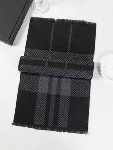 1pc Men's Water Ripple Pattern Office Street Casual Polyester (Polyester) Scarf Neck Warmer Autumn/Winter Warm Versatile Faux Cashmere Scarf For Suit And Coat - Multicolor - View 6