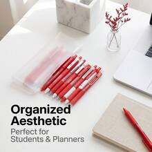 9PCS Red Theme Ballpoint Pen Set, Click-Action Snap Structure, Multiple Pen Barrel Styles, Notebook Recording, Problem Solving, Handwriting, Office Stationery Set, 0.5mm Writing Tip, Student Office Daily Note-Taking And Problem Solving Stationery Set - Sets - View 6