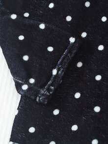 2pcs Women's Winter Polka Dot Print Thermal Lined Thick Crew Neck Long Sleeve Pants Soft Comfortable Pajama Set Homewear - Black - View 4