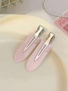 1/3/6pcs Cute Sweet Style Pink Seamless Crocodile Hair Clips, Gentle Girl Style Floral Polka Dot Side Bangs Clips, Rhinestone Bow Hair Clips For Women - Pink - View 5