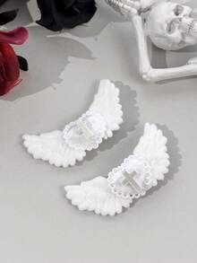 2pcs Anime Cosplay Party Plush Angel Wings Heart Cross Hair Clips Sweet Cool Lolita Style Side Clips - Multicolor - View 5
