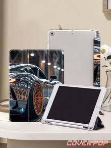 Silver Sports Car Pattern Compatible With IPad Air 8(M4)2026(11 Inch)/2026(13 Inch), Air 4/5 10.9 Inch, 10th Gen, 7/8/9 Gen 10.2 Inch, Compatible With Samsung Galaxy Tab S6 10.4 Inch, Tab A7 Lite 8.7 Inch, Built-In Pencil Slot, Auto Sleep/Wake, Fashion, Cute Gift Suitable For Back To School, Vacation, Holidays And Other Occasions - Multicolor - View 3