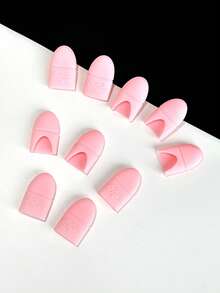 10pcs Rose Red & Pink Silicone Nail Removal Finger Protectors, Soft Elastic Trim, Non-Constricting, Reusable, For Nail Salon And Home Use, Gel Polish & Extension Nail Removal - Multicolor - View 7