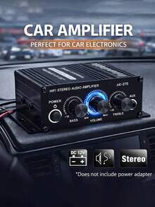 AK-270 HiFi Stereo Power Amplifier 400W 12V/24V 2.0 Channel Audio Amplifier For Home Car Theater System Portable Mini Power Amplifier - A - View 3
