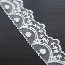 1/3 Yards Vintage Floral Embroidered Lace Trim, Scalloped Edge Lace Ribbon With Star, Heart & Flower Patterns, Decorative Mesh Lace For DIY Sewing, Clothing, Dresses, Skirts, Cuffs, Collars, Wedding Decor, Craft Projects & Home Decoration - Multicolor - View 16