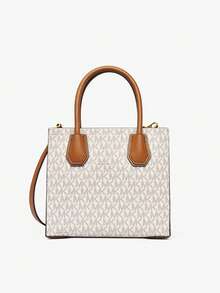 Michael Kors Mercer 中號女款斜背托特包，時尚手把設計，附小收納包，完美禮物 - 米棕色 - 查看 7