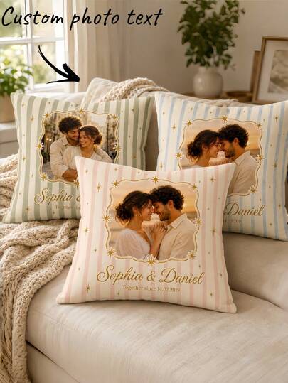 1 buc. fața de pernă personalizată cu nume, husă pentru pernă decorativă cu fotografie personalizată, potrivită pentru Crăciun, Ziua Îndrăgostiților, Ziua Tatălui, Ziua Mamei, nuntă, sărbători, decor pentru camera cuplului, fața de pernă personalizată, cadou pentru cei dragi, fără umplutură de pernă, durabilă, respirabilă, ușoară, lavabilă, drăguță, caldă, moale, confortabilă, minimalistă, personalizată, unică, pentru el, pentru ea, iubit, iubită, tată, mamă, familie, prieteni, pat, mașină, dormitor, salon de ceai, living, canapea