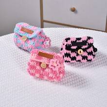 1pc Cute Handmade Knitted Storage Bag, Y2K Soft Coin Purse Card Holder, Kawaii Star Keychain Pouch For Women Girls - Multicolor - View 3