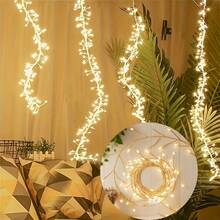 Christmas Halloween Warm Color Solar Powered Firecracker Fairy String Lights, Available In 5M100LED, 8M200LED, 11M300LED Three Specifications, Suitable For Various Yard And Window Display Scenes. The Cluster Light Beads Simulate Firecracker Shape, With Compact Arrangement, Warm Light Flows Gently, Creating A Romantic Atmosphere Like A Sky Full Of Sparkling Fireworks. Solar Powered System, Collects Sunlight Energy During The Day, Light-Controlled Sensor Automatically Detects Day And Night - Solar Firecracker String Lights - View 11