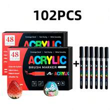 13-126 Colors Art Acrylic Marker Set,Markers Pen With Brush And Soft Tip,Suitable For Sketching,Coloring,Applicable For Painting On Stone,Wood,Calligraphy,Ceramic,Metal,And Various Other Surfaces,A Great Gift For Friend And Student,Back To School - Acrylic Marker Pen - View 10