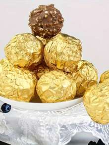 1 Pack Gold , Suitable For Chocolate, Candy And Desserts - Uncoated Metal Edge, Elegant Gift Wrapping Paper, Suitable For Candy Snacks, Dessert Display | Metallic Gloss Design | Material - A - View 7
