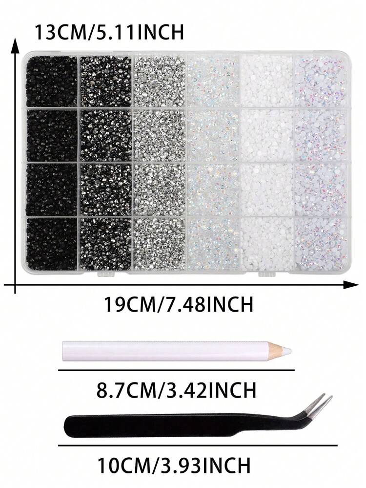 24 Grids Halloween Flatback Rhinestones Kit, Goth Nail Art Charms, DIY Embellishments For Manicure, Water Bottles, Phone Cases & Costume Decor - Black - View 3