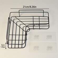 1/2 cái kệ treo tường phòng tắm, giá đựng đồ tắm, kệ lưu trữ hình tam giác không cần khoan cho phòng tắm và nhà bếp, phụ kiện phòng tắm - màu đen - Xem 9