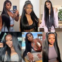 13*4 Lace Front Human Hair Wig, 26 Inch Straight Human Hair Lace Front Wig For Women, 180% Density Natural Black Color, HD Transparent Lace Closure Human Hair Wig - Natural Black - View 10