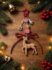 Christmas Reindeer Bag Pendant Keychain,Christmas Pendant Deer Bag Hanging, Y2k Retro Car Hanging Keychain Gift,Reindeer Pendant,Christmas Gift - Multicolor - View 3
