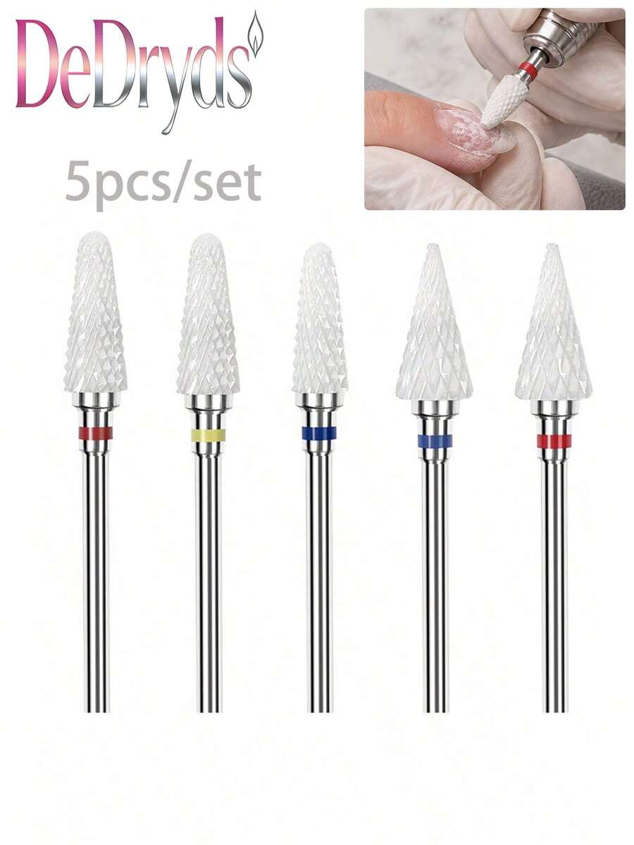 DeDryDS 5件組電動美甲修甲機套組，含旋轉研磨頭、美甲與足部修護磨鑽頭、美甲工具