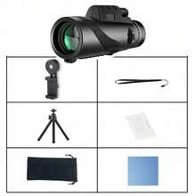 80x100 HD Monocular Telescope With Tripod & Phone Clip, Portable Binoculars For Long Range, Hunting And Camping - Multicolor - View 8