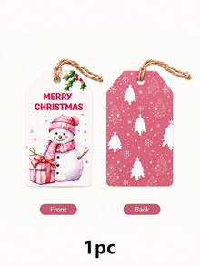 Customized Christmas Gift Tags, Pink Snowman And Reindeer Design, Personalized Name Holiday Cards, Holiday Socks And Gift Box Labels, Customizable Text Decorations, Customizable Christmas Party Decor, Holiday Gifts For Family And Friends, Merry Christmas - Multicolor - View 8