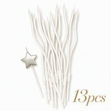 13pcs Birthday Cake Candles Set, Includes 12 Pearl White Wavy Curve Candles + 1 Silver Star Shaped Candle, Elegant Minimalist Texture. Long Stem Design Easy To Insert Into Cake, Suitable For Birthday Party, Anniversary, Dessert Table Decoration. Exquisite Design For Photo-Worthy, Candles, Creating Romantic Celebration Atmosphere - View 6