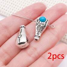2pcs Three Hole Guru Beads Alloy Inlaid Turquoise Red Stone Buddha Head Charms For DIY Bracelet Handmade Mala Jewelry Making - Multicolor - View 15