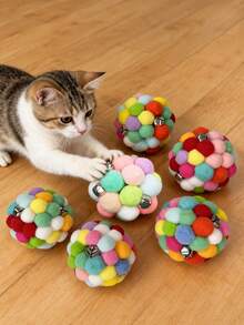Interactive Cat Plush Ball - Soft Plush Ball With Gentle Colors And Multiple Color Options - Suitable For Indoor/Playable Chewable Cat Toy - Soft Fur Ball For Kittens And Adult Cats - No Small Parts - Cat Toy Accessories, Interactive Cat Ball, Soft Cat Ball, Cat Ball - Multicolor - View 8