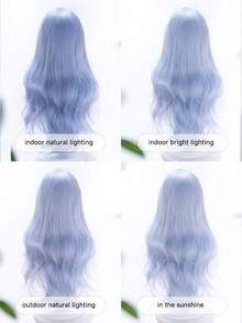 alicegarden 28 Inch Long Synthetic Wig, Natural Wavy Hair, Stunning Blue, Middle Part Design, Suitable For Women's Daily, Party, Cosplay Use, Natural And Durable, Wig Gift (Accessories Not Included) - Blue - View 11
