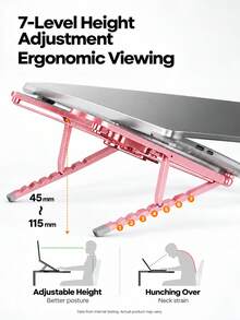 Adjustable Laptop Stand - 10-Level Ergonomic Height & Angle Lift Stand, Foldable Portable Stand, Compatible With MacBook Pro/Air, Pro, Surface, HP (10-15.6 Inch Laptops And Tablets) - View 8