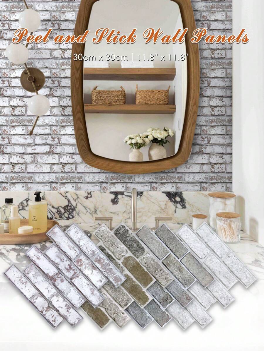 1/10/20Pcs Faux Brick Wall Panels, 3D Peel And Stick Brick Wall Tiles ...